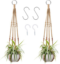 2 Pcs Macrame Plant Hangers 35" Indoor Outdoor Hanging Planter Basket with 4