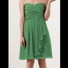 Davids Bridal Green Short Crinkle Chiffon Cascading Skirt Strapless Dress 10