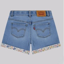 NEW Levi's Girls Floral Mom Shorts Light Wash Stretch Denim Sz 12 3" Inseam NWT