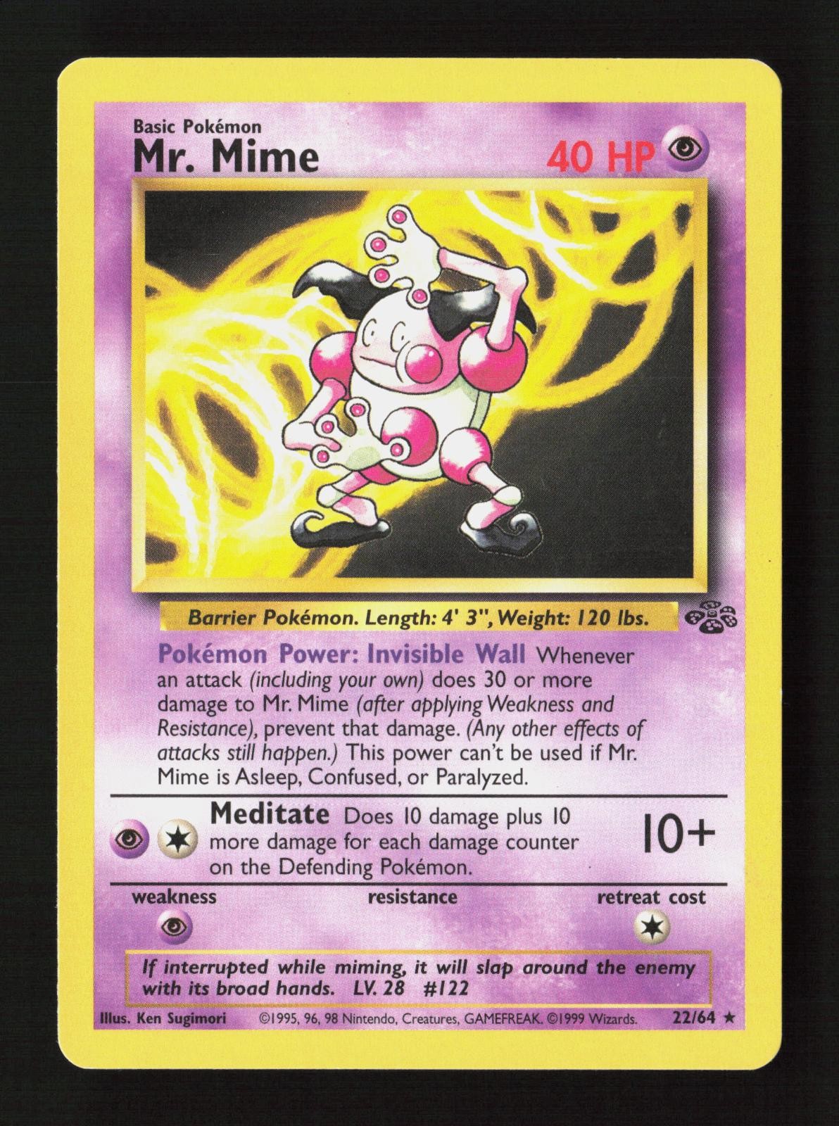 Mr. Mime 22/64 Rare Jungle Pokemon Unlimited Moderately Played