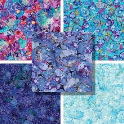 BEMALTES MEER BAUMWOLLSTOFFSORTIMENT von Amy Tieman für P&B Textiles * Quilten * C...