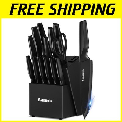 Ergonomic Handle Knife Set - Dishwasher Safe, 15 Pieces