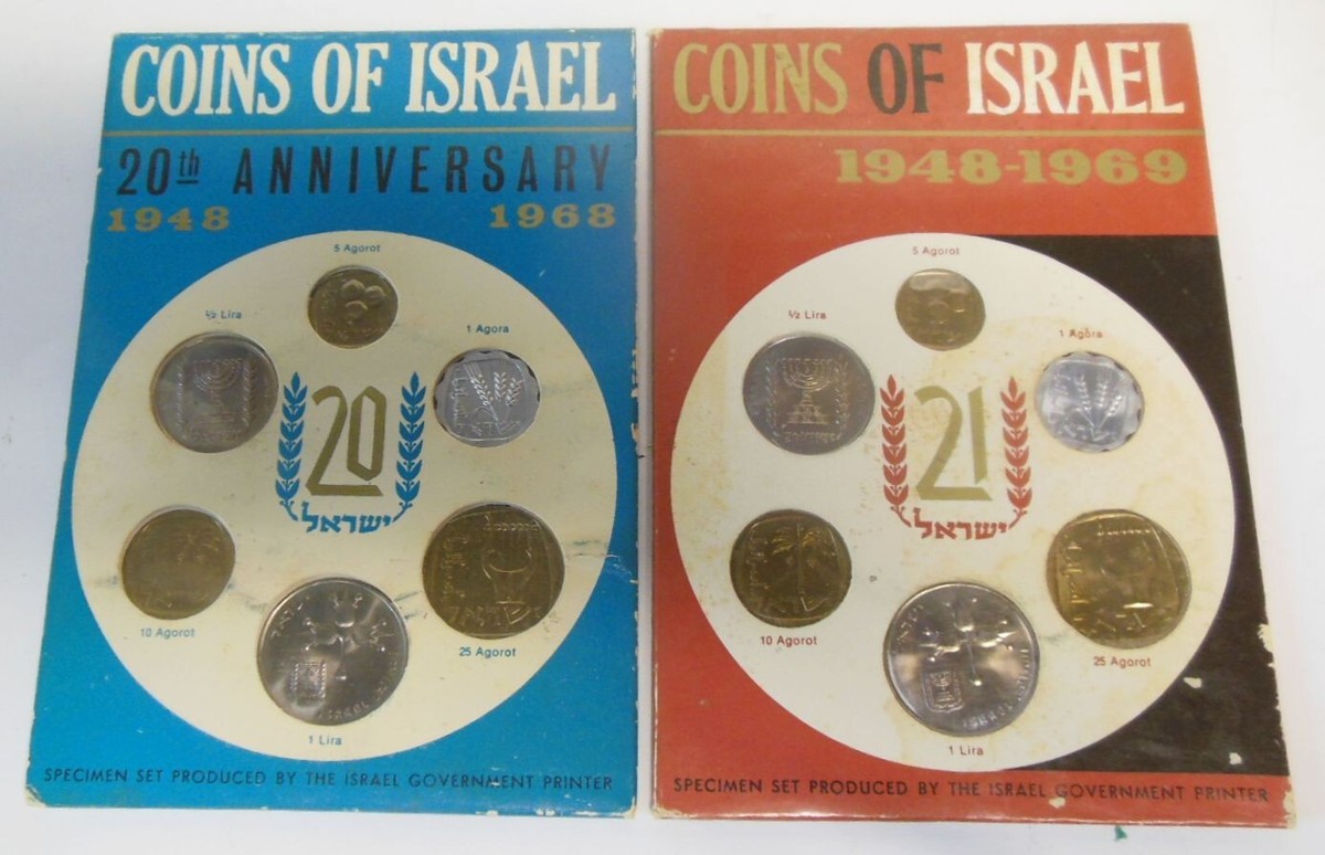1948-68, 48-69 Coins of Israel Anniversary 2 Sets of (6) Proof