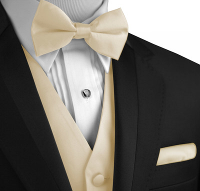 Prom Wedding Vest And Tie Men's Champagne Satin Formal Tuxedo Vest