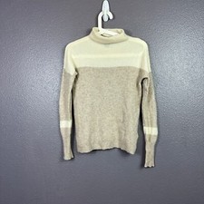 TAHARI Pure Luxe 100 Cashmere Mockneck Pullover Sweater Beige tan XS