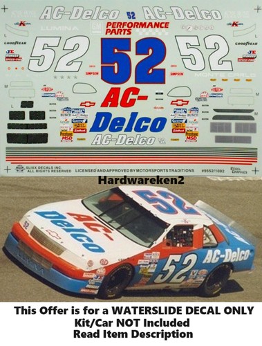 Calcomanía NASCAR #52 AC-DELCO 1995 BGN CHEVROLET MONTE CARLO KEN SCHRADER SLIXX 1/24 - Imagen 8 de 9