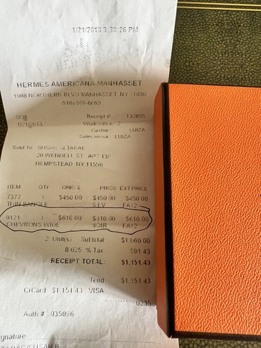 HERMES SILVER EMBOSSED ENAMEL BANGLE BRACELET BLACK WHITE HERRINGBONE SIZE 70 - Picture 7 of 7