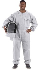 Bees & Co U74 Natural Cotton Beekeeper Suit with Fencing Veil, 6XL, CrystalWhite