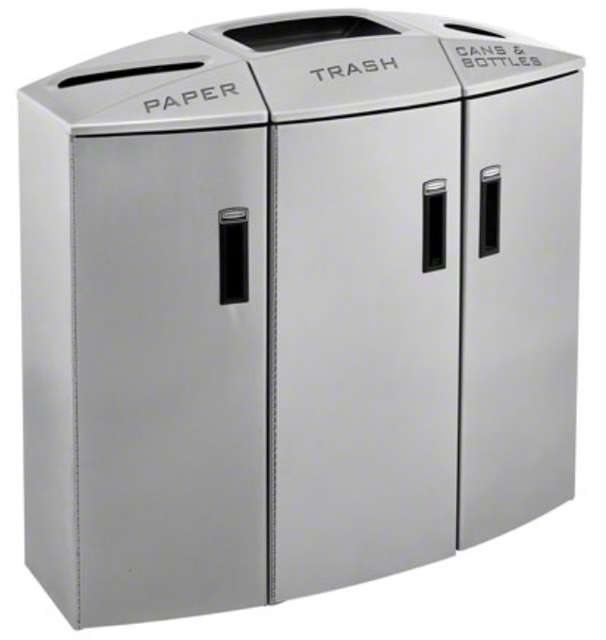 Commercial Silver Metallic Element Modern Indoor Trash Can & Recycling