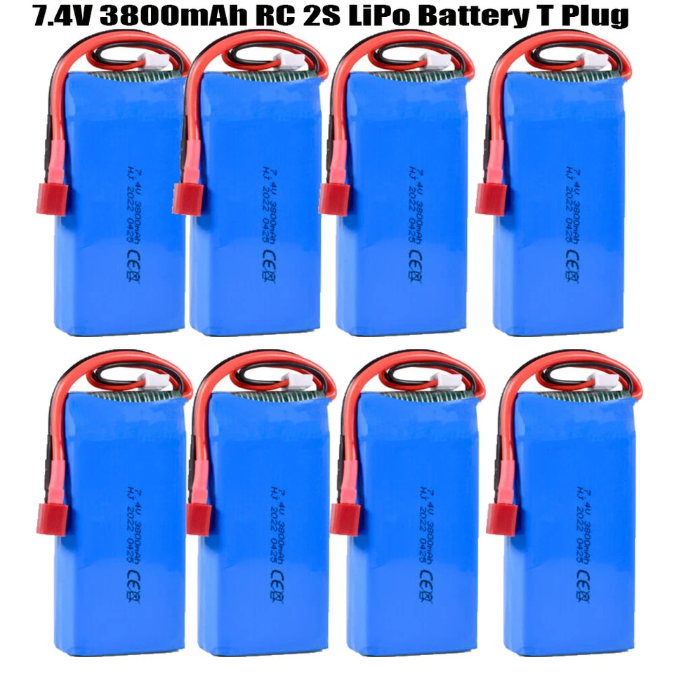 7,4V 3800mAh Lipo batterie T-Stecker Kapazität Akku für RC-Auto WLtoys 124018 DE - Bild 2 von 4
