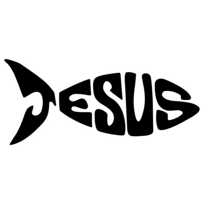 Jesus Fisch Schrift Vinyl Aufkleber Auto LKW FensterAufkleber (2x) Farbe/Größe Auswählen