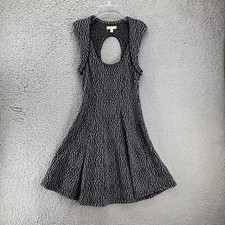 Urban Outfitters Silent Noise Weave Flare Cut-out Mini Dress Sz Small Black Gray