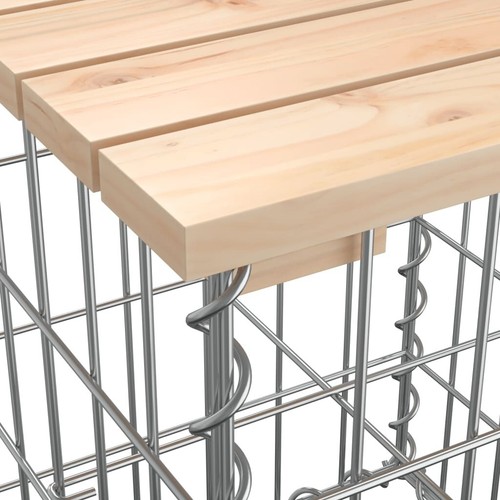 NNEVL Garden Bench Gabion Design 347x71x65.5 cm Solid Wood Pine - Picture 7 of 9