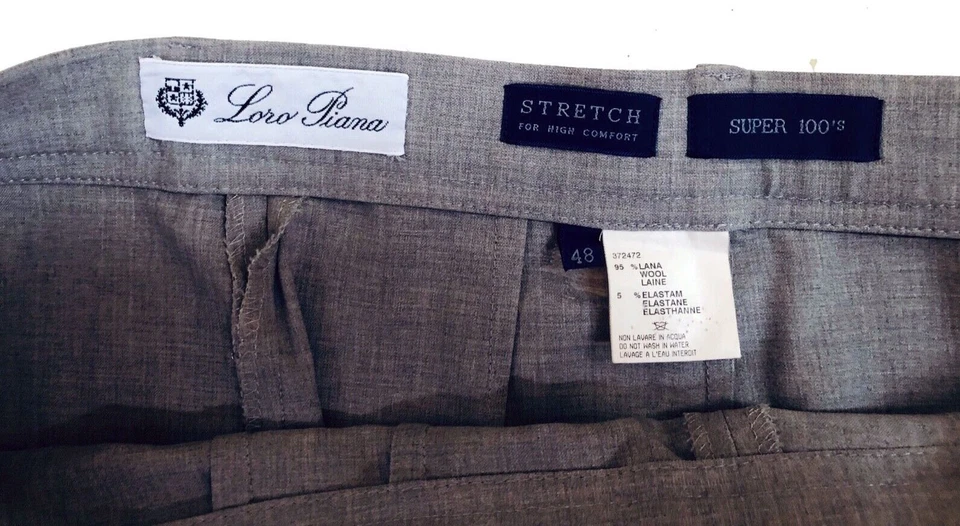 Loro Piana Pants Taupe Beige Wool Stretch Straight Flat Front Pocket Pants 48 - Image 2 of 4