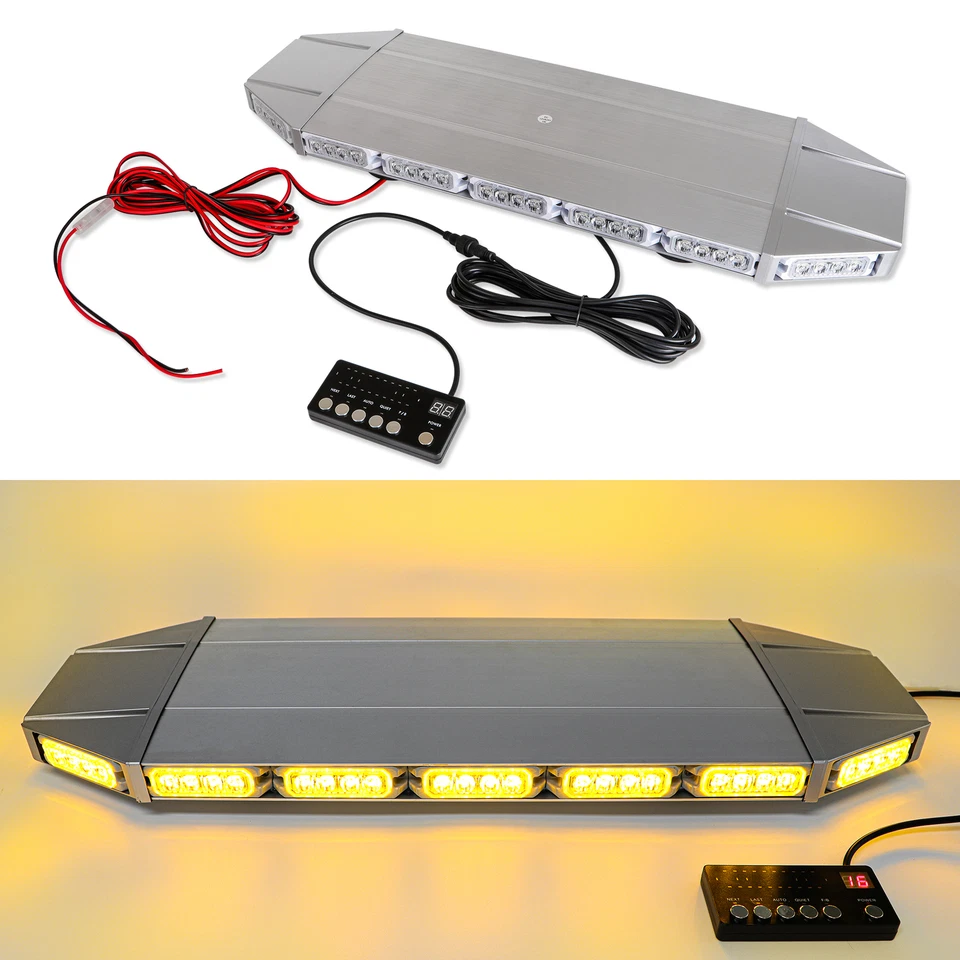 Barra de luz estroboscópica para techo de 28" advertencia de emergencia ámbar LED ABS doble cara intermitente Foto 4 de 4