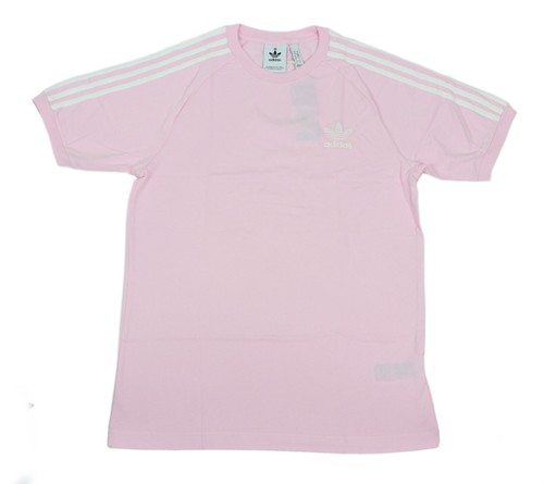 pink 3 stripe adidas shirt