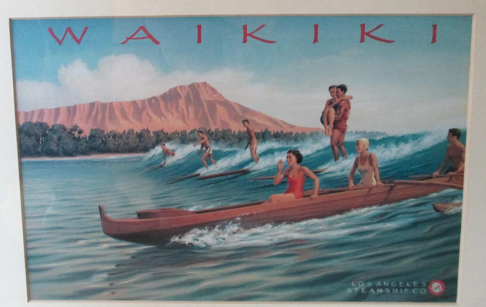 WAIKIKI SURFRIDERS LOS ANGELES STEAMSHIP CO ПЕЧАТЬ Керн Эриксон в рамке 16x20 - Изображение 3 из 4