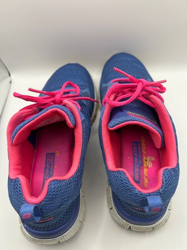 Skechers Women Lightweight Flex Sole Athletic Shoes Sneakers Size 6 UK Blue/Pink - Picture 10 of 10