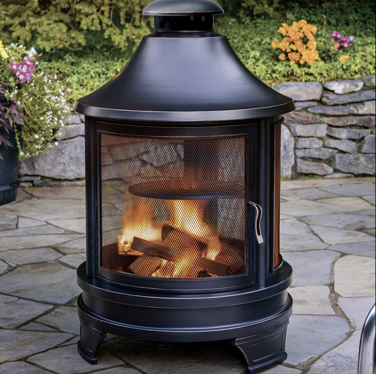 Large Garden Fire Pit Outdoor Patio Heater Log Burner Metal BBQ Cooking  Grill | eBay