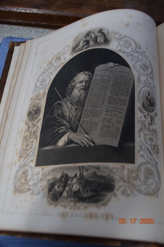 HOLY BIBLE 1868 OLD NEW TESTAMENTS William Harding Philadelphia Gold Edge Leathe - Picture 3 of 8