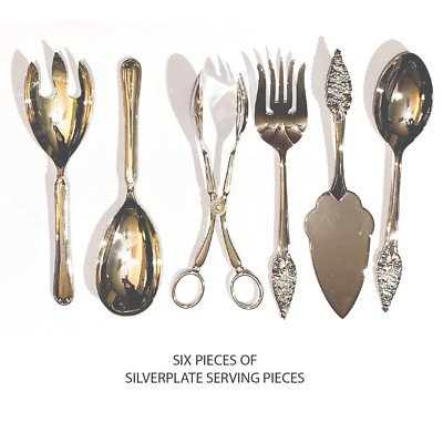 VINTAGE SIX PIECE SILVERPLATE SERVICE PIECES PREOWNED