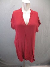 Madewell Size M Womens Red Stretch V-Neck Short Sleeve Sheath Short Dress 683