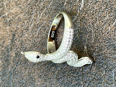 Men's Ladies 925 Sterling Silver Snake Cobra Ring Lab Created