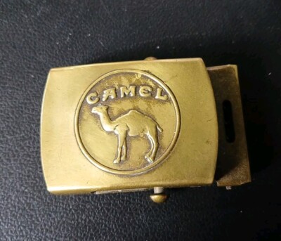 cigarette belt buckle Camel Cigarette Brass Belt Buckle advertising, made in the USA