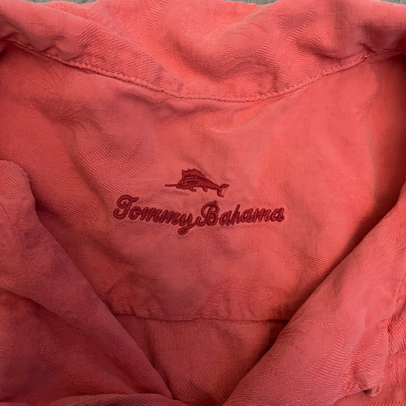 Camicia Tommy Bahama uomo seta Salomon rosa manica corta con bottoni *LEGGI