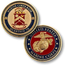 NEW USMC U.S. Marine Corps Base Quantico VA Challenge Coin.
