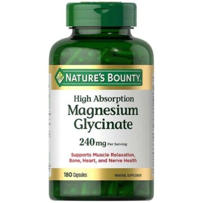 Nature's Bounty180ct High Absorption Magnesium Glycinate 240mg Exp 06/28