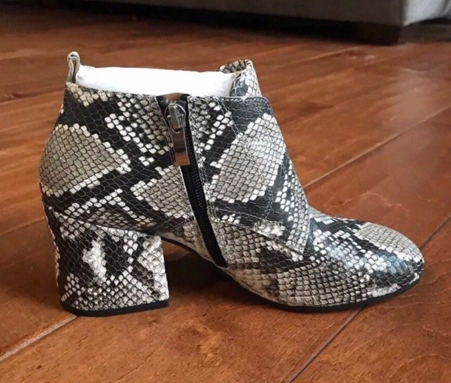 Franco Sarto Alfie Bootie Ankle Boot Natural Snake Black Tan