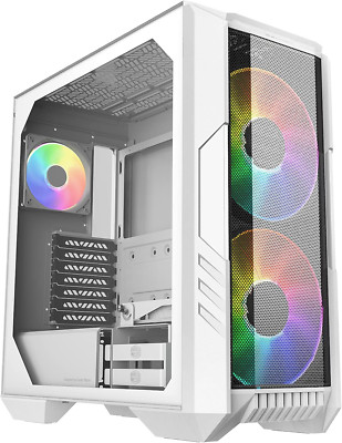 HAF 500 White High Airflow ATX Mid-Tower, Mesh Front Panel, Dual 200Mm Customiza