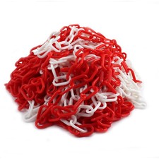 19390/ Kunststoffkette für Absperrpfosten 25m Begrenzung Poller Rot/Weiß