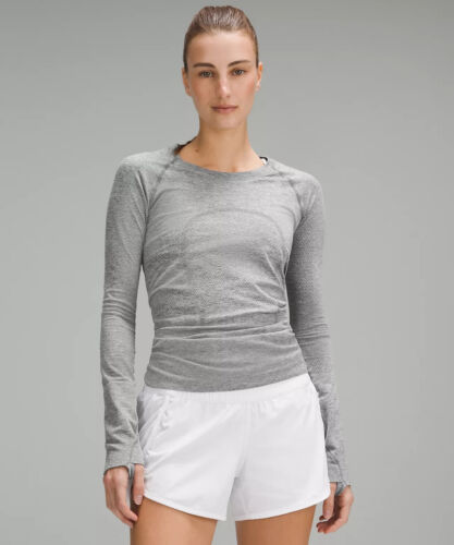 lululemon Swiftly Tech Long-Sleeve Shirt 2.0 *Race.  Slate/White Size 14 LW3FQFS - Afbeelding 1 van 5