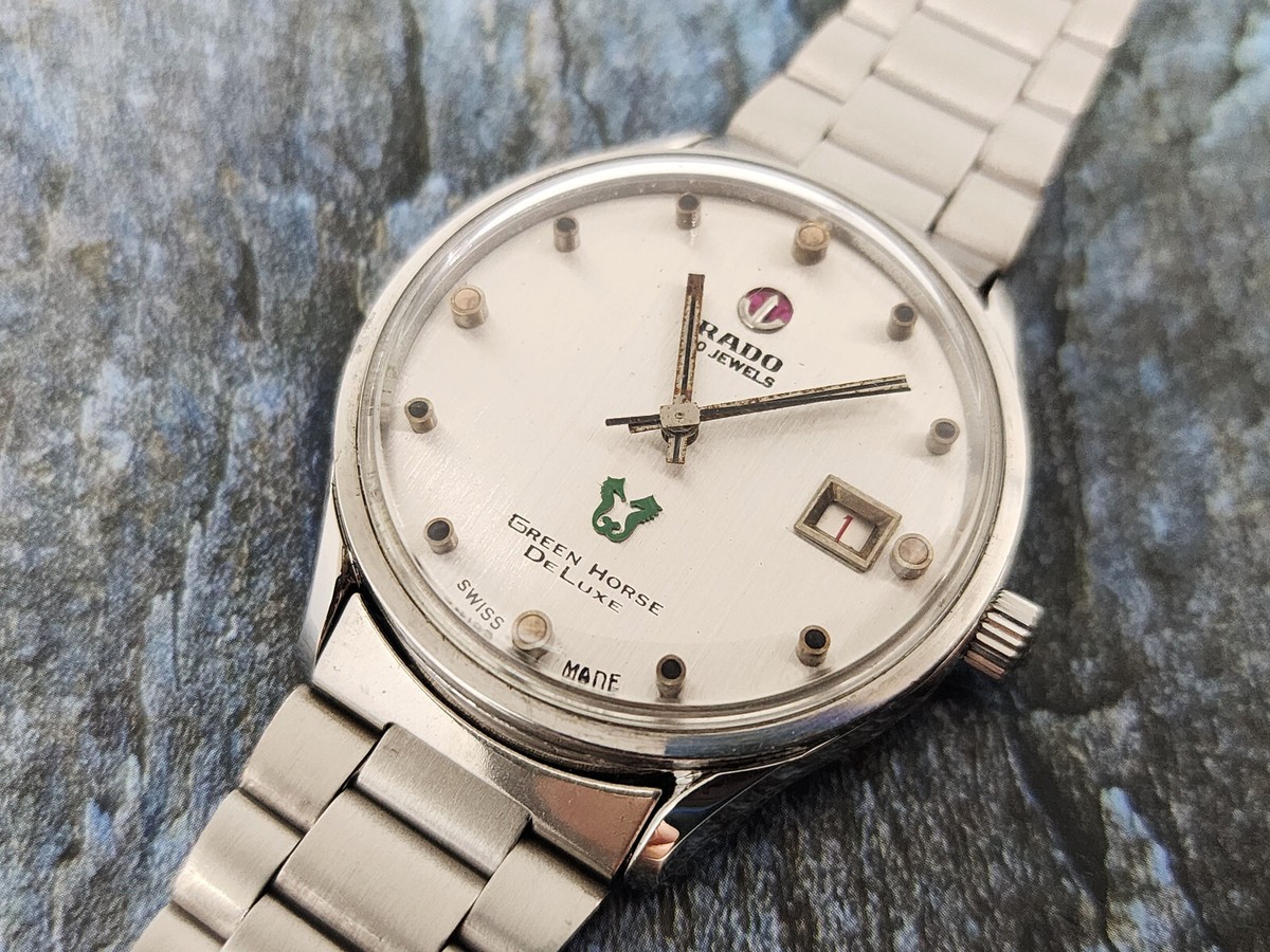 RADO GREEN HORSE 30 JEWELS 自動巻き 腕時計 働く RADO GREEN HORSE DELUXE 30 JEWELS AUTOMATIC DATE SWISS MADE SS