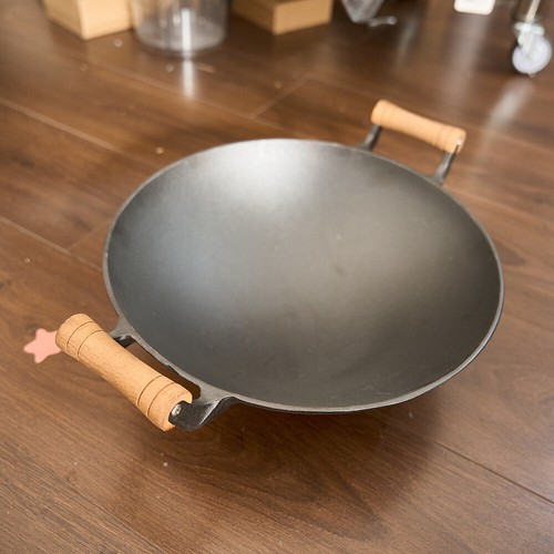 Cast Iron Chinese Wok Pre-Seasoned Frying Pan Deep Stir Fry Skillet with Handle - Picture 17 of 22