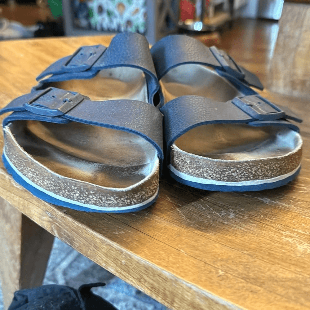 Birkenstock Arizona Navy Pebbled Leather Sandals - 12 (45) Birkenstock Arizona Navy Pebbled Leather Sandals - 12 (45  main image 2