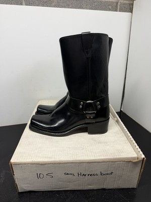 90s NOS motorcycle harness boots Patent leather square toe biker men Size 10.5