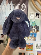 NWT - Jellycat Medium Bashful Bunny Navy Blue  RETIRED 