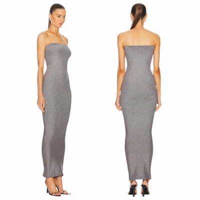 NEW Wolford Strapless Fading Shine Bodycon Dress Titanium Silver Women Size XS