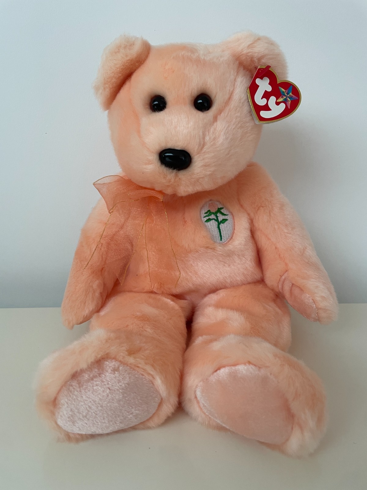 TY Beanie Buddy Dearest Peach Bear 09448 14"" TALL ****NEW
