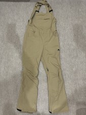 Burton Women's Medium Avalon Bib Khaki Beige Snowboard Ski Snow Pants READ
