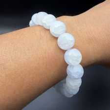 White Fire Agate Beads Matte Frosted Round Natural Healing Crystal