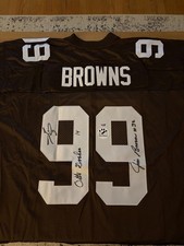 1999 cleveland browns signed jersey by jim brown, tim couch, otto Graham