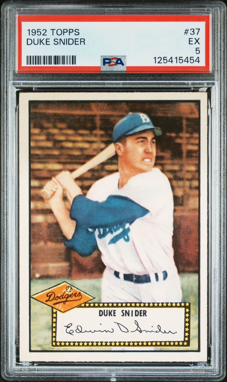 1952 Topps #37 Duke Snider Black Back HOF PSA 5 EX 125415454