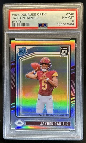 2024 Panini Donruss Optic Jayden Daniels Holo Rated Rookie #248 Commanders PSA 8