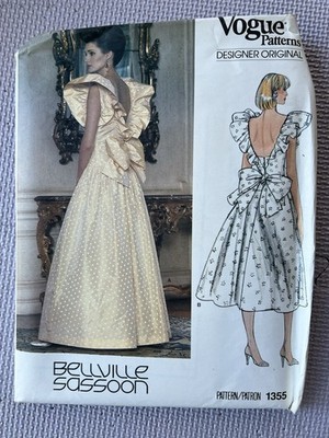 Vogue Designer BELLVILLE SASSOON  Ball/Wedding Pattern #1355 From 1980 s Sz 10