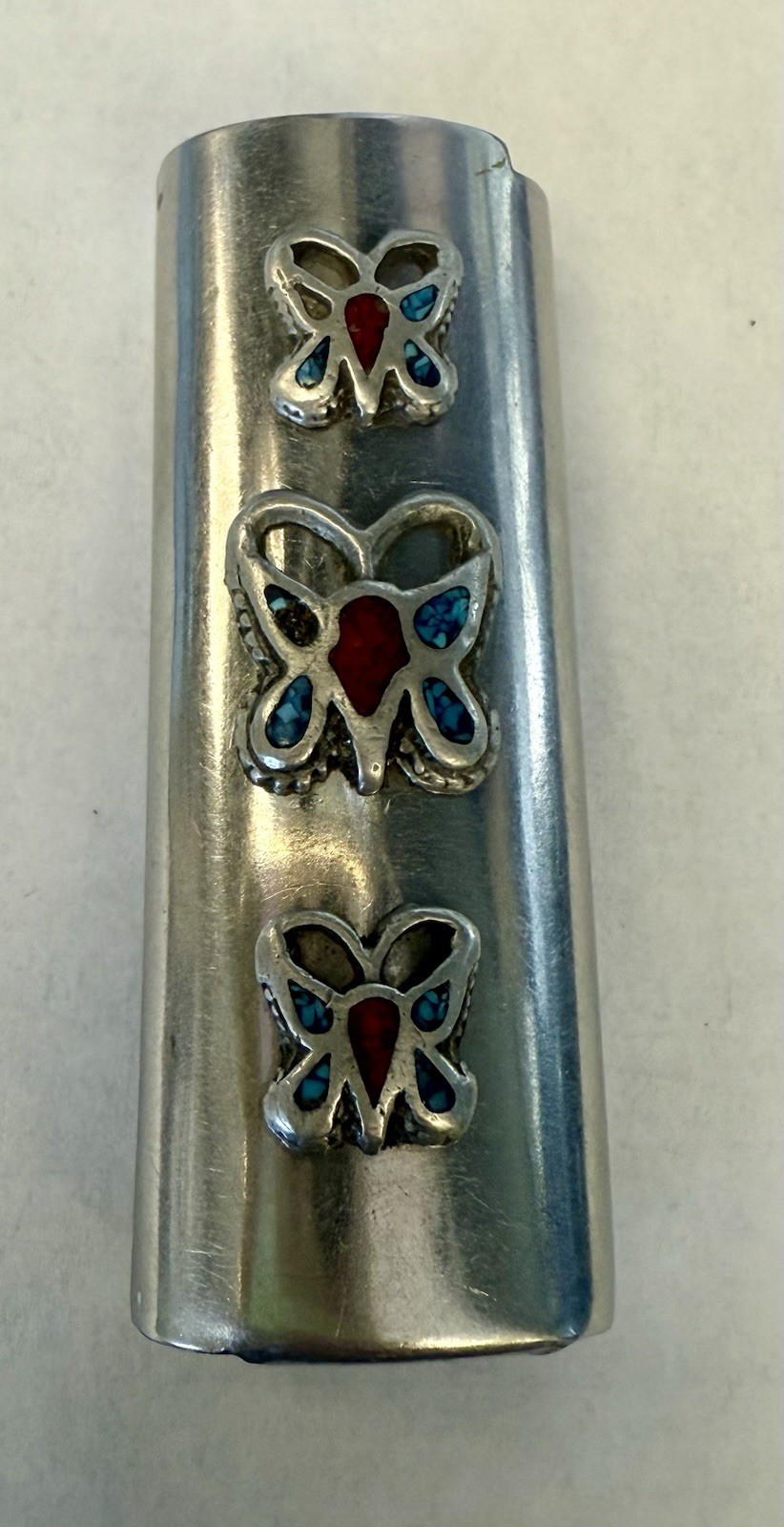 Cover Sleeve Silver Tone Turquoise Blue Red