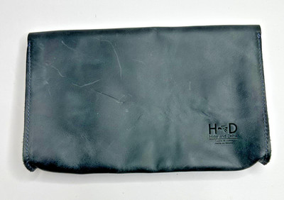 Hide and Drink Black Leather Clutch With Handle 5x8 in Small